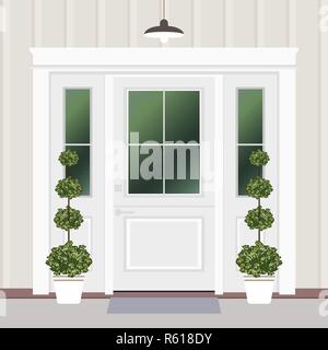 House door front with doorstep and steps window Vector Image