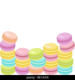 Cake macaron or macaroon Vector Illustration, colorful almond cookies, pastel colors Stock Vector