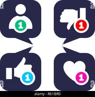 Simple buttons with user feedback for social network, Stock Vector