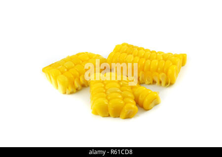 cook corn isolated / close up pile of sliced sweet corn isolated on white background Stock Photo