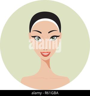 Young beautiful woman looks happy and smile Vector illustration Stock Vector