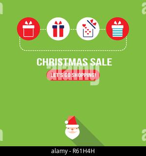 Gift box with present icons New Year Christmas design template Vector illustration Stock Vector