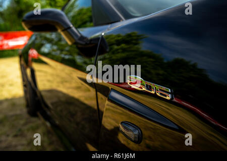 PAAREN IM GLIEN, GERMANY - MAY 19, 2018: Fragment of the sports car Chevrolet Corvette (C6) Z06 Coupe. Die Oldtimer Show 2018. Stock Photo