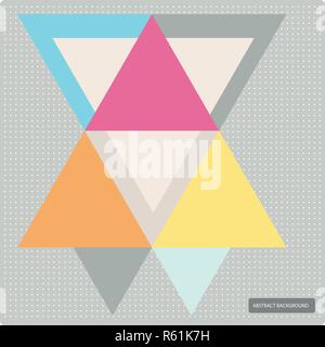 Vector pattern with colorful geometric shapes, triangles,lines and small polka dots.Colorful backdrop, seamless background pattern, retro style banner Stock Vector