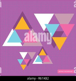 Vector pattern with colorful geometric shapes, triangles,lines and small polka dots.Colorful backdrop, seamless background pattern, retro style banner Stock Vector