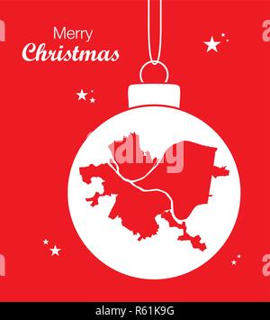 Merry Christmas illustration theme with map of Pittsburgh Pennsylvania Stock Vector