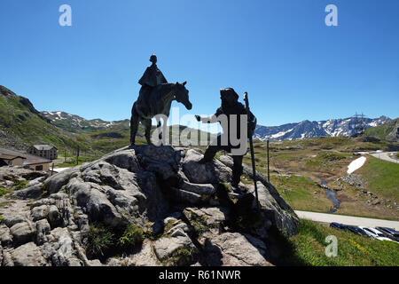 The equestrian statue of General Suvorov on Gotthard pass, Switzerland Stock Photo