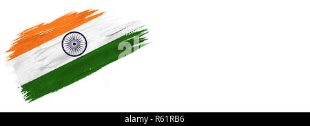 India Flag Painted By Brush Hand Paints. Watercolor Flag India Stock 