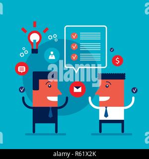 Happy businessmen talking Partnership teamwork business success Vector illustration Stock Vector