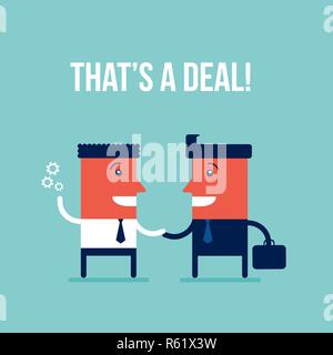 Business people shaking hands making a deal Teamwork Partnership Successful business concept Vector illustration Stock Vector