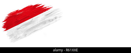 brushes painted flag. Hand-drawn style flag of Monaco isolated on white background with place for text. Stock Photo