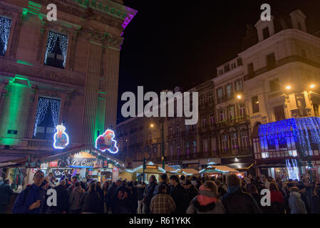 2018 Christmas market in Brussels, Belgium Stock Photo