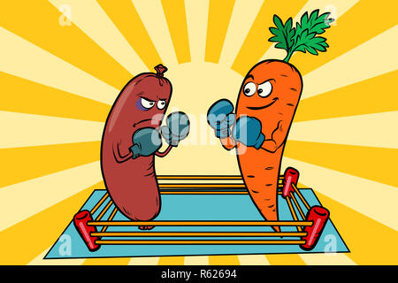 vegetarianism vs meat eating, war of the diets Stock Photo