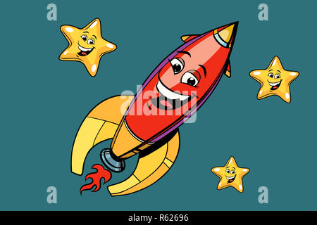 rocket in space Stock Photo