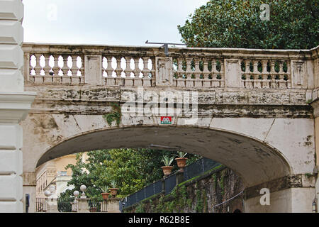 Invader art street mosaic on a bridge by Palazzo Colonna in Rome, Italy by the French urban artist known as Invader Stock Photo