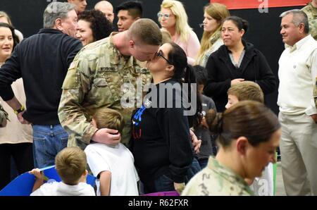 More than 80 Soldiers from the 2-263rd Air Defense Artillery Battalion, 263rd Army Air and Missile Defense Command, South Carolina National Guard, were welcomed home to Anderson, South Carolina, Nov. 18, 2018, after a nearly yearlong deployment to the National Capital Region providing homeland defense in support of NORAD. Stock Photo