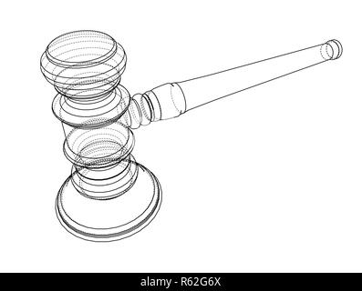 3D outline gavel. 3d illustration Stock Photo