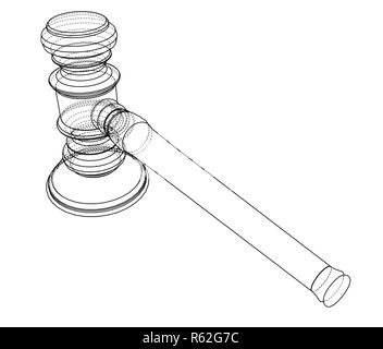 3D outline gavel. 3d illustration Stock Photo