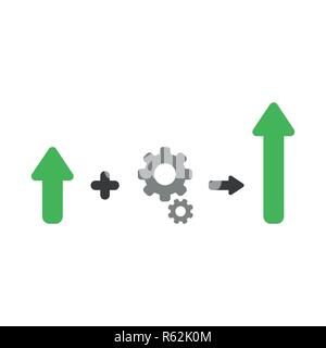 Vector illustration icon concept of arrow plus gears and moving up. Stock Vector