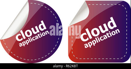 cloud application stickers label tag set isolated Stock Photo