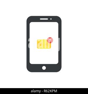 Vector illustration icon concept of envelope with three emails inside smartphone. Stock Vector