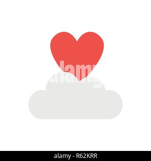 Vector illustration icon concept of heart on cloud. Stock Vector