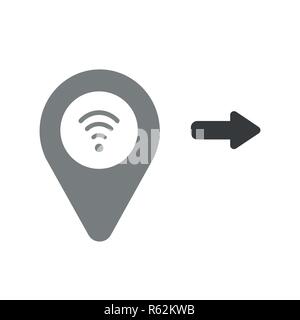 Vector illustration icon concept of map pointer with wireless wifi symbol. Stock Vector