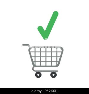 Vector illustration icon concept of shopping cart with check mark. Stock Vector