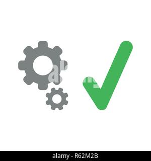 Vector illustration icon concept of gears with check mark. Stock Vector