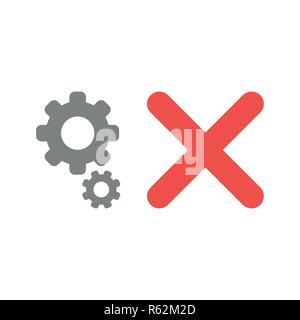 Vector illustration icon concept of gears with x mark. Stock Vector