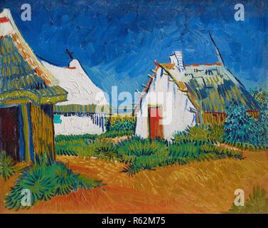 Cabanes blanches aux Saintes-Maries / Three white cottages in Saintes-Maries. Date/Period: Arles, June 1888. Painting. Oil on canvas. Height: 33.5 cm (13.1 in); Width: 41.5 cm (16.3 in). Author: VINCENT VAN GOGH. Stock Photo