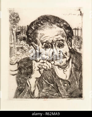 Dr. Gachet. Date/Period: 1890. Works on Paper. Etching on paper. Height: 7 mm (0.27 in); Width: 5.75 mm (0.22 in). Author: VINCENT VAN GOGH. Stock Photo