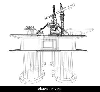 Offshore oil rig drilling platform concept Stock Photo