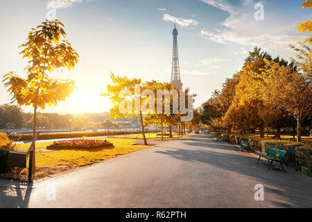 Park near the Eiffel Tower Stock Photo