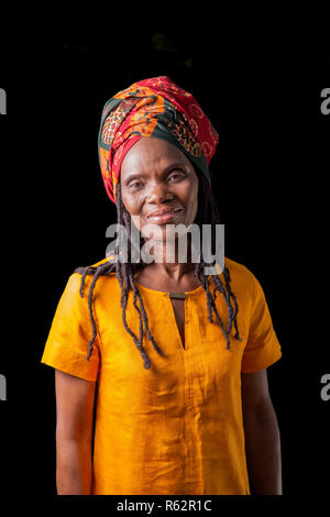 Portrait of an elderly African woman wearing a headscarf Stock Photo