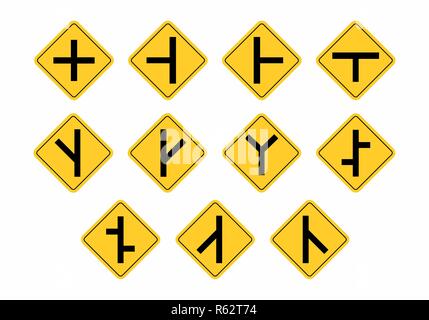 The Illustration Of A Bifurcation Traffic Sign Stock Vector Image & Art ...