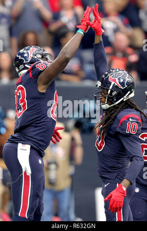 August 17, 2019: Houston Texans tight end Jordan Thomas (83) prior to an  NFL football pre-season game between the Detroit Lions and the Houston  Texans at NRG Stadium in Houston, TX. ..Trask