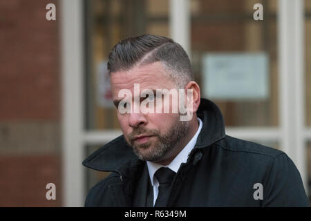 Stafford, UK. 3 December 2018. Gemma Eastwood, the sister of murdered midwife Samantha Eastwood, and Detective Inspector Dan Ison speak to media outside Stafford Crown Court. Michael Stirling was sentenced to life in prison for the murder last July. Credit: Benjamin Wareing/ Alamy Live News Stock Photo