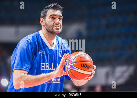 Belgrade, Serbia. 03rd Dec, 2018. Dimitris Mavroeidis of Greece warms up Credit: Nikola Krstic/Alamy Live News Stock Photo