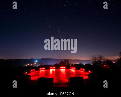 Wirksworth, UK. 03rd Dec, 2018. UK Weather: clear cold starry night at the star disc above Wirksworth in the Derbyshire Dales, Peak District National Park Credit: Doug Blane/Alamy Live News