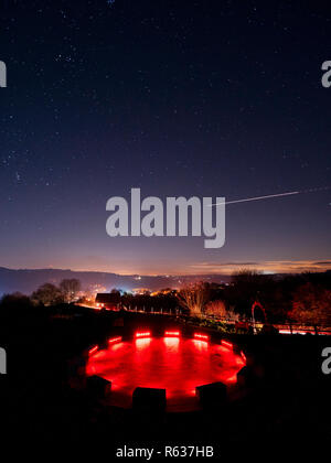 Wirksworth, UK. 03rd Dec, 2018. UK Weather: clear cold starry night at the star disc above Wirksworth in the Derbyshire Dales, Peak District National Park Credit: Doug Blane/Alamy Live News