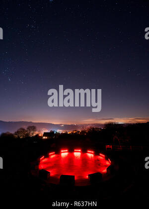 Wirksworth, UK. 03rd Dec, 2018. UK Weather: clear cold starry night at the star disc above Wirksworth in the Derbyshire Dales, Peak District National Park Credit: Doug Blane/Alamy Live News
