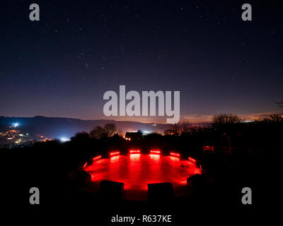 Wirksworth, UK. 03rd Dec, 2018. UK Weather: clear cold starry night at the star disc above Wirksworth in the Derbyshire Dales, Peak District National Park Credit: Doug Blane/Alamy Live News