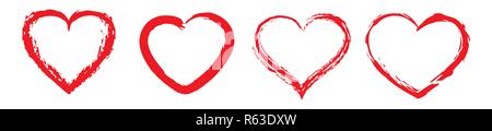 Heart icons with brush painting vector. Love symbol. Valentine s Day sign. Stock Vector