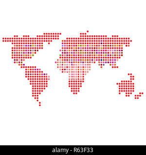 Colorful dotted world map Stock Photo