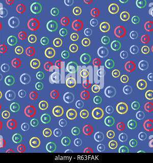 Media player colorful button seamless pattern Stock Photo