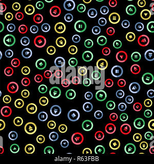 Media player colorful button seamless pattern Stock Photo