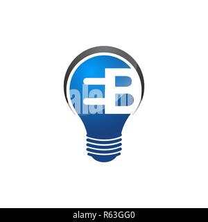 Light sign logo, Vector Illustration for print or web design. Logo template. Inscription 'idea' inside lamp Stock Vector