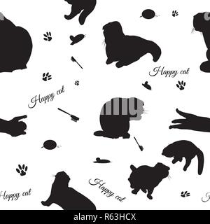 Vector seamless pattern with cats and cats stuff Stock Vector