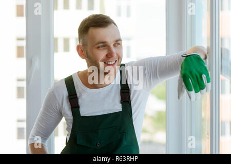 Handsome man in builder uniform Stock Photo